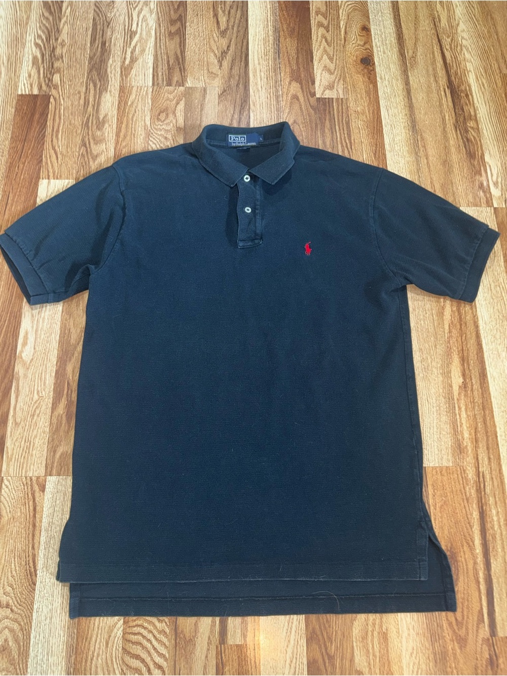 Polo Ralph Lauren Men’s Black Polo Shirt Red Embroidered Pony Logo Size Large